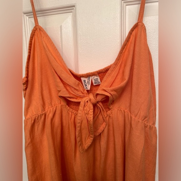 Roxy Moonlit Tide Strappy Orange Linen Blend Dress NWT - Picture 3 of 9